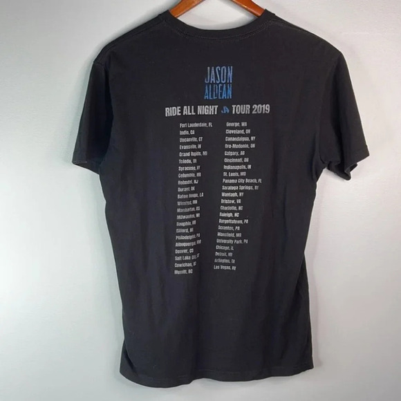 JASON ALDEAN Ride All Night 2019 Concert Tee Black Graphic Short Sleeve Size M - Picture 7 of 10